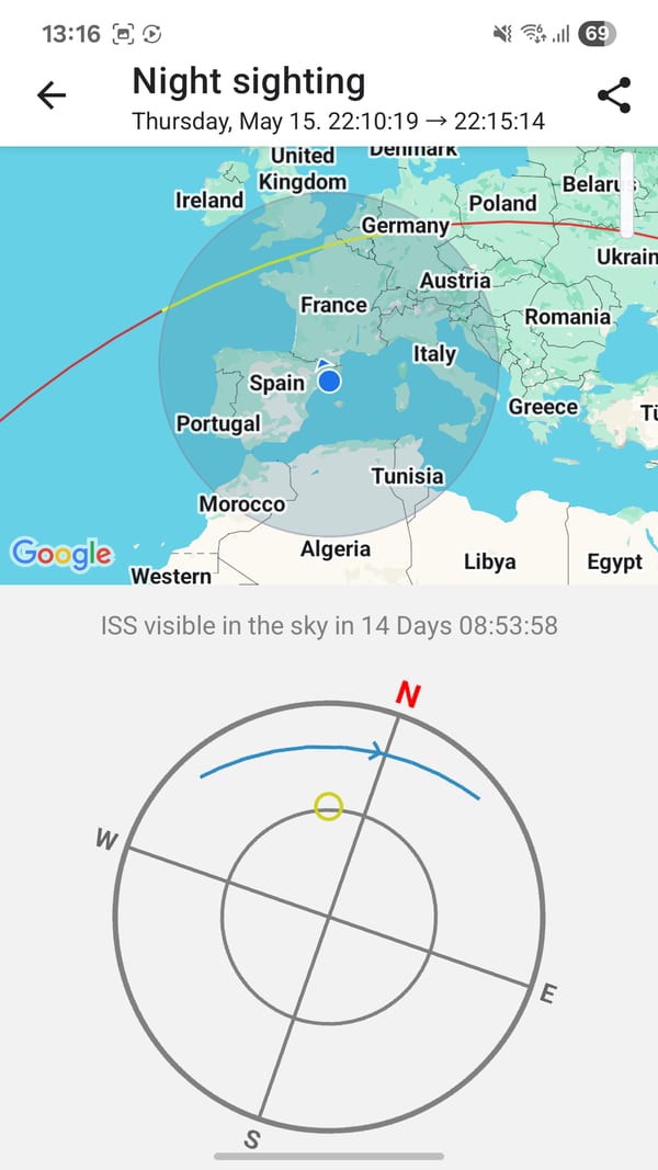 AR sky compass for next visible pass