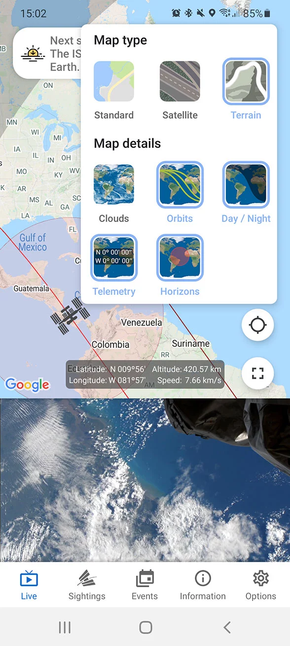 ISS Map with multiple options